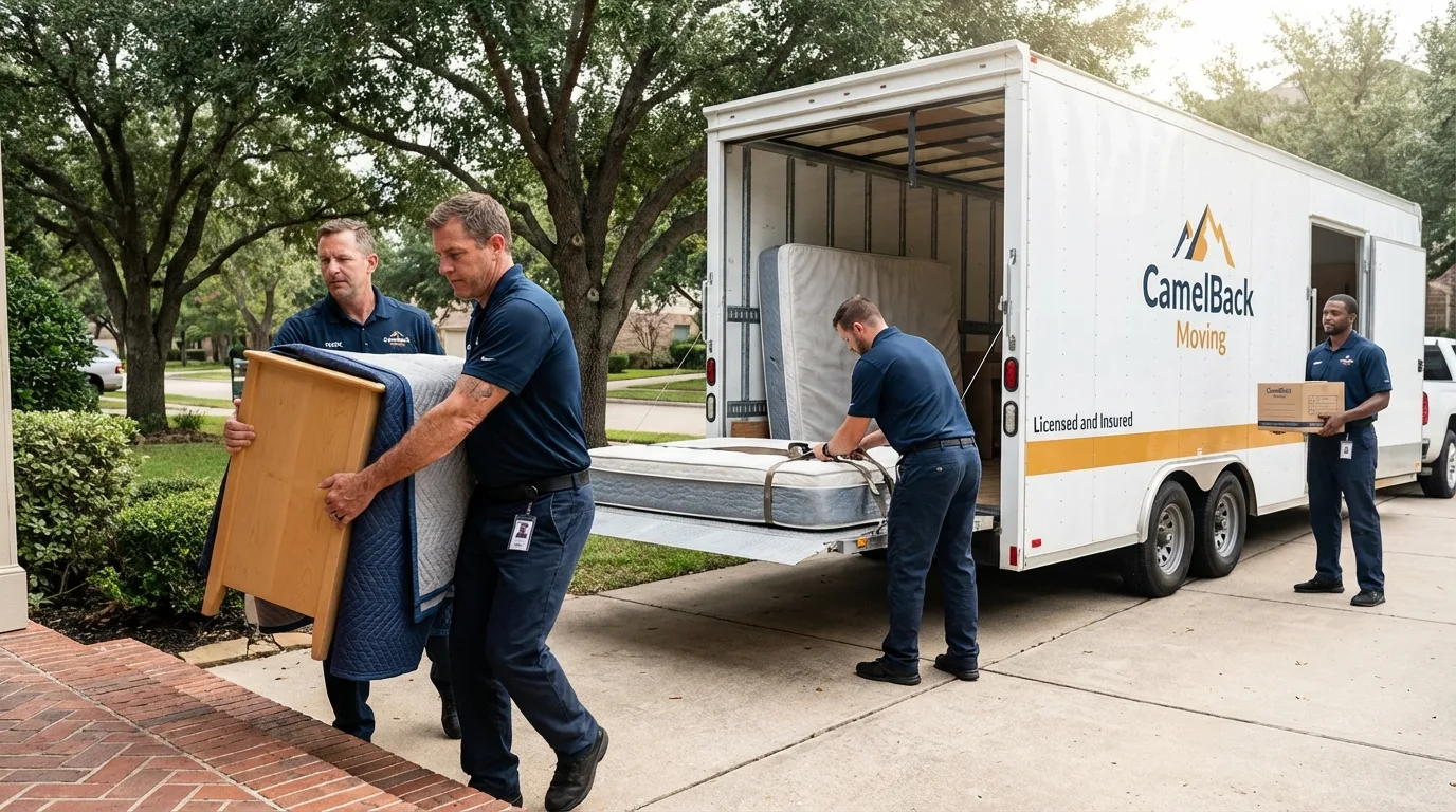 Crew loading residential truck for cross-state move from Saint Paul, IN