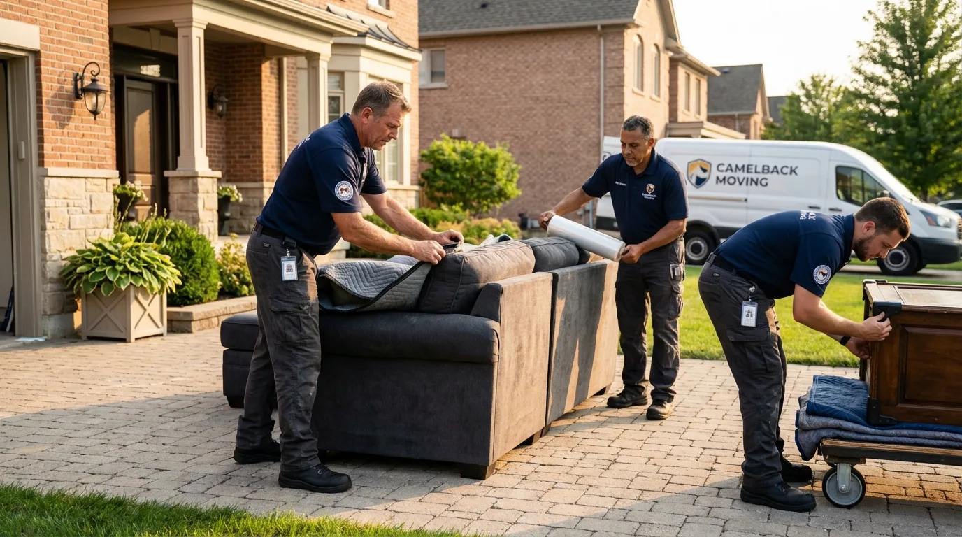 Large estate moving crew wrapping furniture in Saint Paul, IN