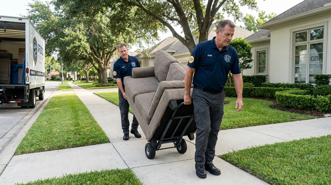 Local residential moving crew loading furniture in Saint Paul, IN