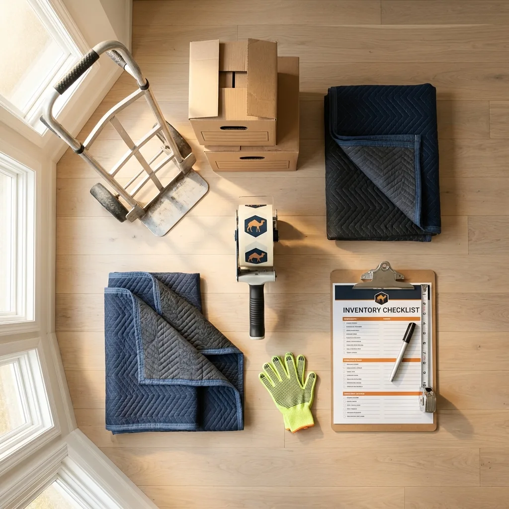 Professional moving supplies and packing materials layout for Saint Paul residential relocations